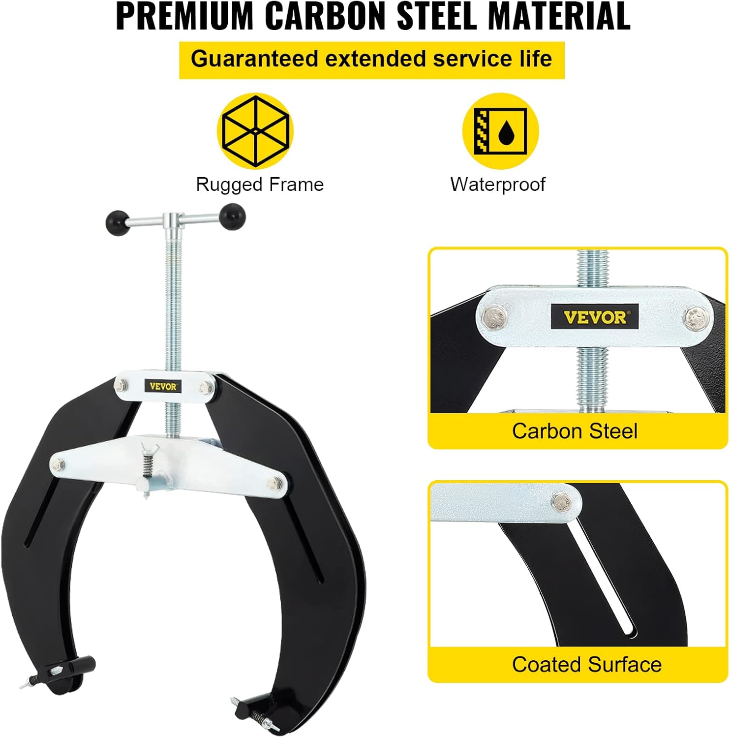 VEVOR Pipe Clamp, 5 to 12 in, High Strength Ultra Clamp with Quick Acting Screws, Steel Pipe Alignment Tool with Lightweight Design, Black