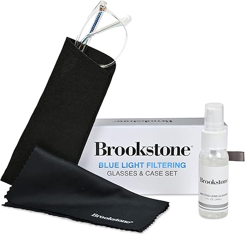 Miniatura 2 de Brookstone Gafas de bloqueo de luz azul para mujeres y hombres, protección ocular para juegos de computadora, bloqueador UV con bolsa de tela y spray
