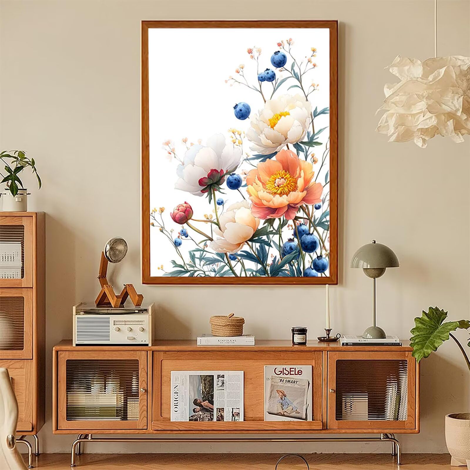 5D Diamond Painting Flower Diamond Painting Kit Completo, DIY Disegni con Perline da Attaccare Pianta, Diamantini Crystal Art, Strass Ricamo a Punto Croce Painting per Decorazione Casa 80x110cm C-8600