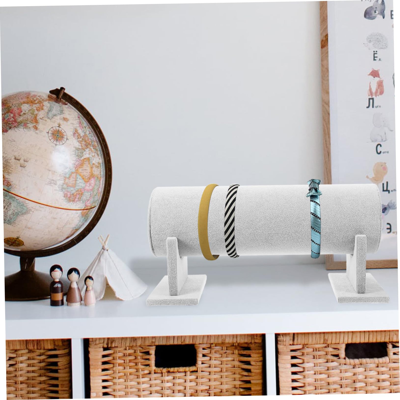 PLAFOPE Haarreif Display Ständer PVC Organizer mit Velours Oberfläche Praktischer Stirnband Halter für Haarbänder und Schmuck Langlebig und Elegant für Laden und Zuhause