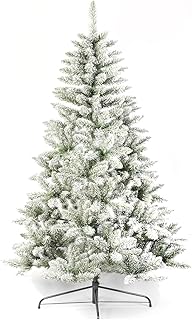 Neo 7ft Scandinavian Tips Spruce Fir Tree Artificial Christmas Tree Xmas Realistic Branches Green Natural Branches with Solid Metal Legs (Snow Flocked)