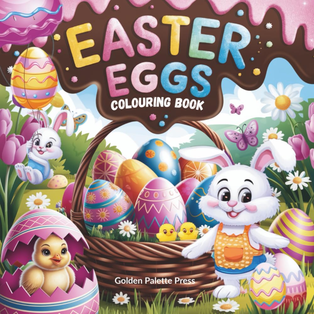 Kids Easter Eggs Colouring Book: 50+ Cute Easter Bunnies, Eggs, Chicks & Spring Fun for Children and Adults to Colour