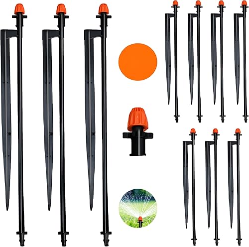 Cabezales de riego de 360 grados con estacas de 12 pulgadas, emisores de pulverización de riego por goteo con manguera para sistema de riego de