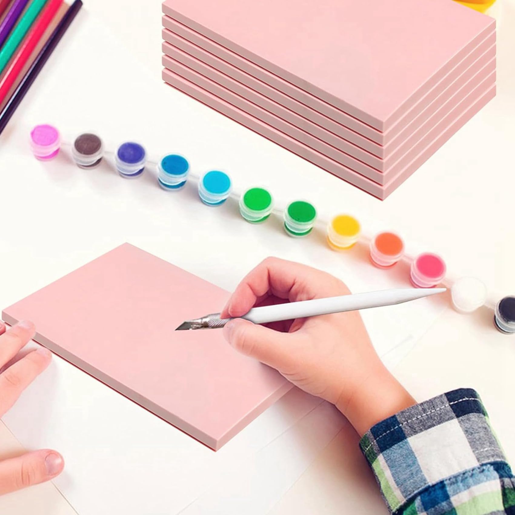 12 Sztuk Różowy Blok Gumowy Stempel Gumowa Rzeźba Linoleum Bloki Rzeźba Blok do Miękkiej Pieczątki Rzemiosło