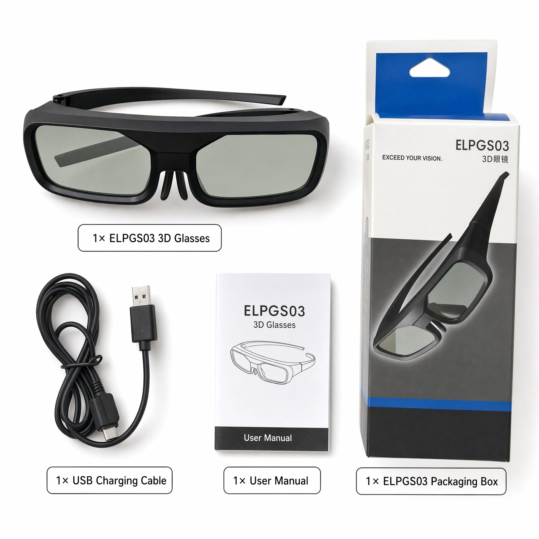 Amazon.com: XINFUTE New ELPGS03 RF 3D Glasses fit for Epson