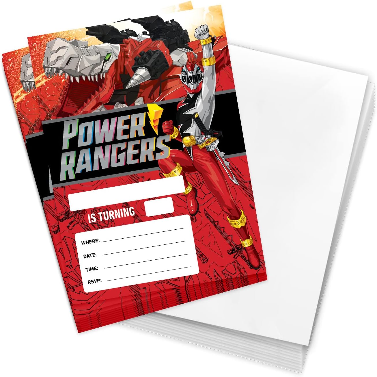 Tarjetas de invitación de Power Rangers para cumpleaños, 10 unidades ...