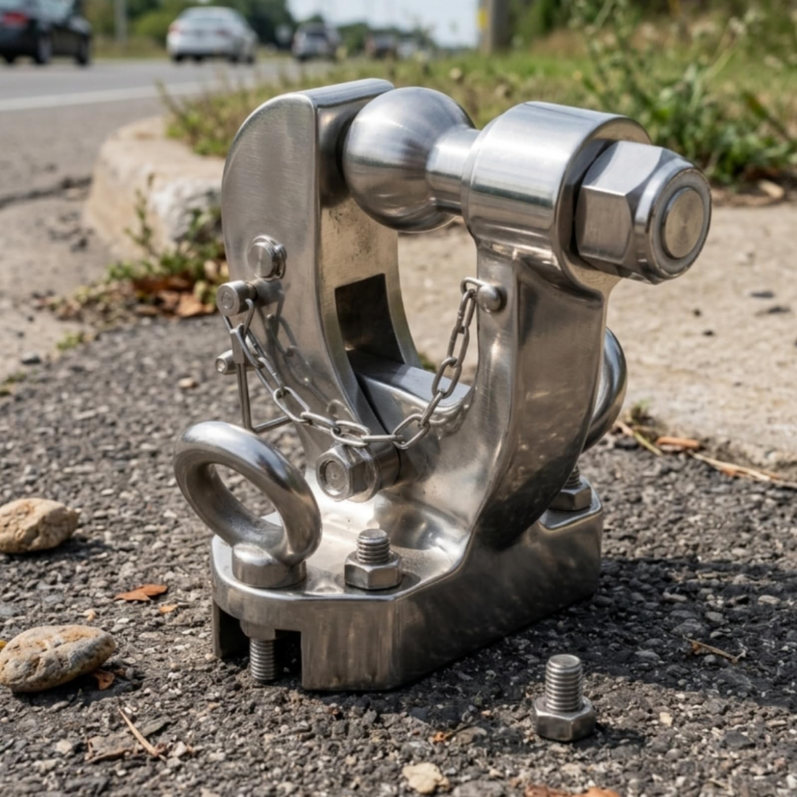 Anhängerkupplung mit Kugelkopf Metall Anhängerkupplung mit Sicherheitskette Kompakt Transportzubehör für Ziehen, Schwarzer Kugelkopf