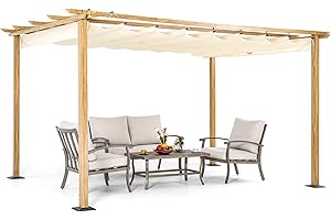 HAPPATIO 10' x 13' Wood Awning: A Durable and Retractable Solution for Your Outdoor Haven