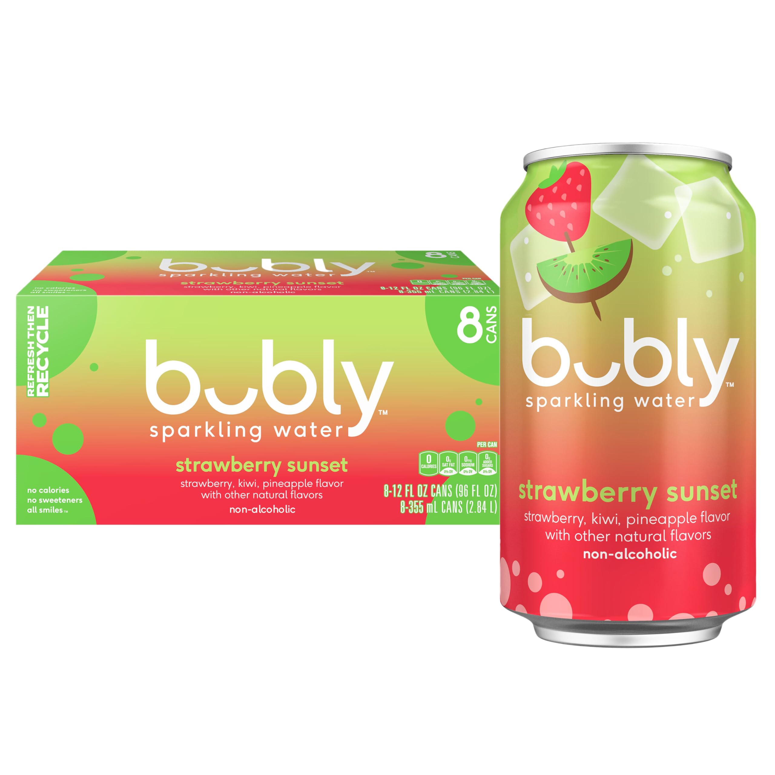 Bubly Sparkling Water Strawberry Sunset 12oz 8pk