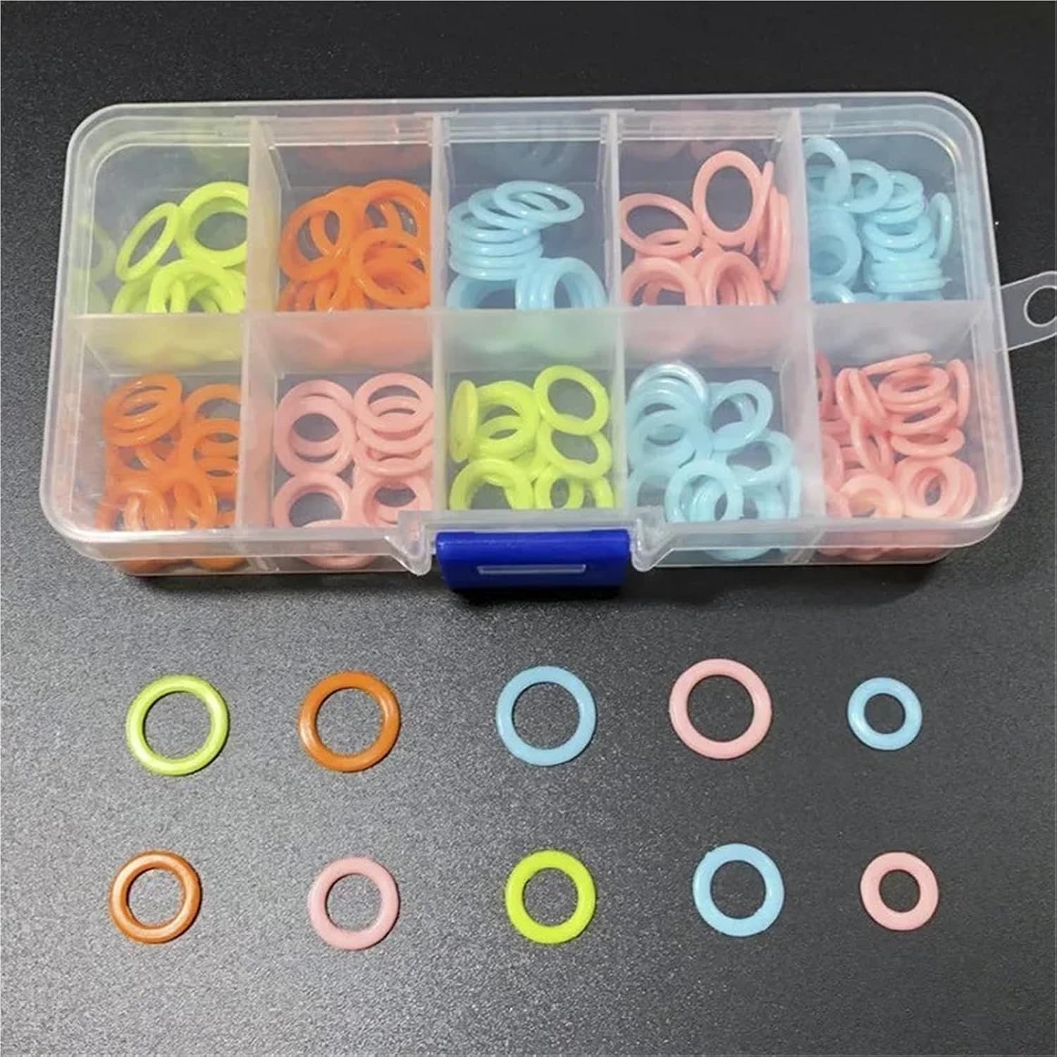 Stitch Markers 2Box Colorful Knitting Stitch Markers Rings Crochet Locking with Portable Storage Box for Sewing Handcrafts