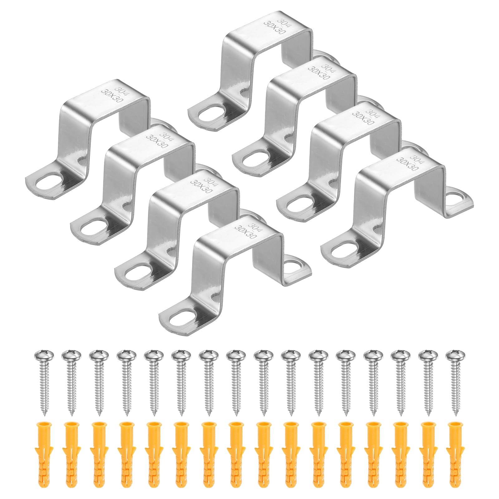 HARFINGTON 12 morsetti quadrati per tubi, 30 x 30 mm, in acciaio inox 304 | Morsetto a forma di U, staffa per connettore con fibbia a tubo quadrato con viti per tubo flessibile cavo recinzione ponte