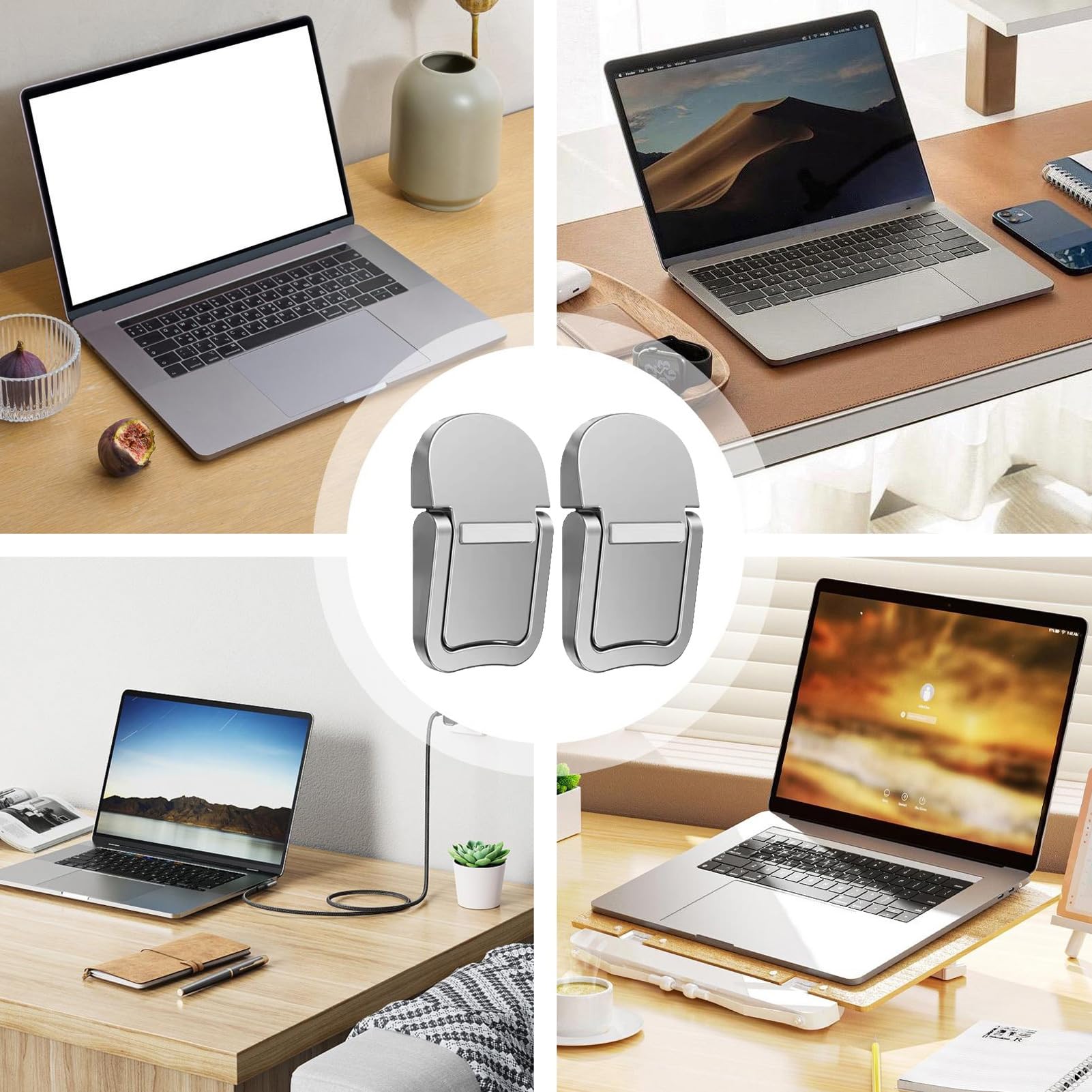 Confezione da 2 mini supporto pieghevole per laptop, portatile ed ergonomico con design di raffreddamento migliorato, riser regolabile in altezza per tastiera Pro, wireless