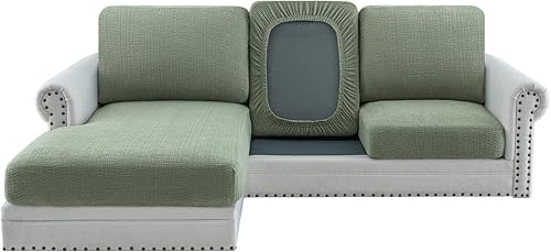 Miniatura 12 de H.VERSAILTEX Fundas de cojín individuales de jacquard superelásticas para sofá, protector de muebles de elastano antideslizante, fundas suaves y