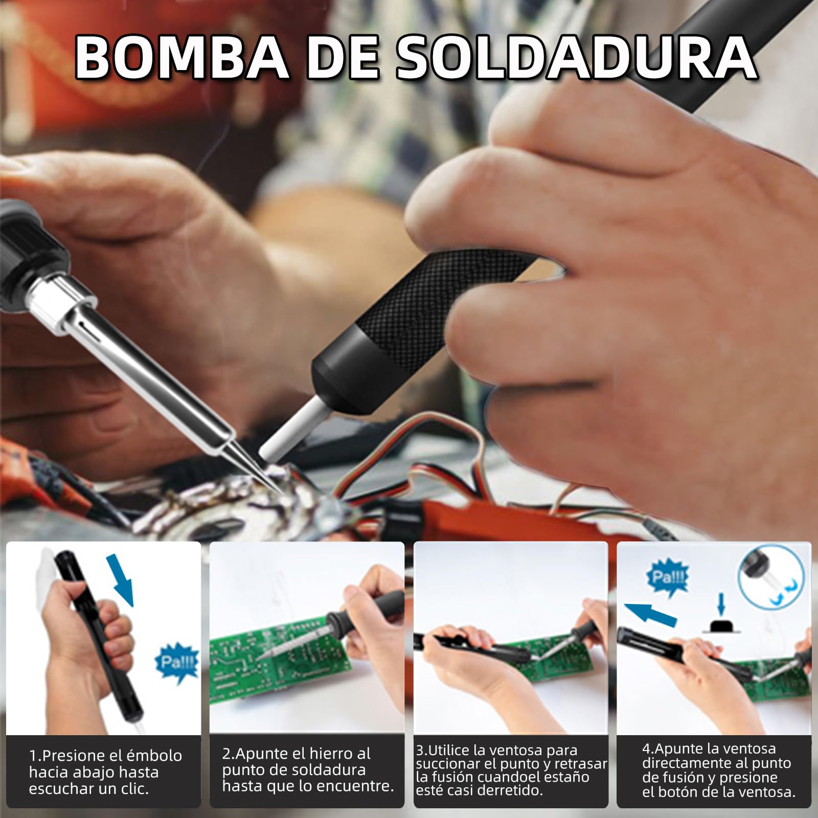 HANDSKIT 65W Estación de soldadura,2 In 1 Soldador Estaño Profesional,soldador de estaño con 5 Puntas de Soldadura,Alambre de Soldadura y Esponja de Limpieza,Rango de Temperatura 180-480℃