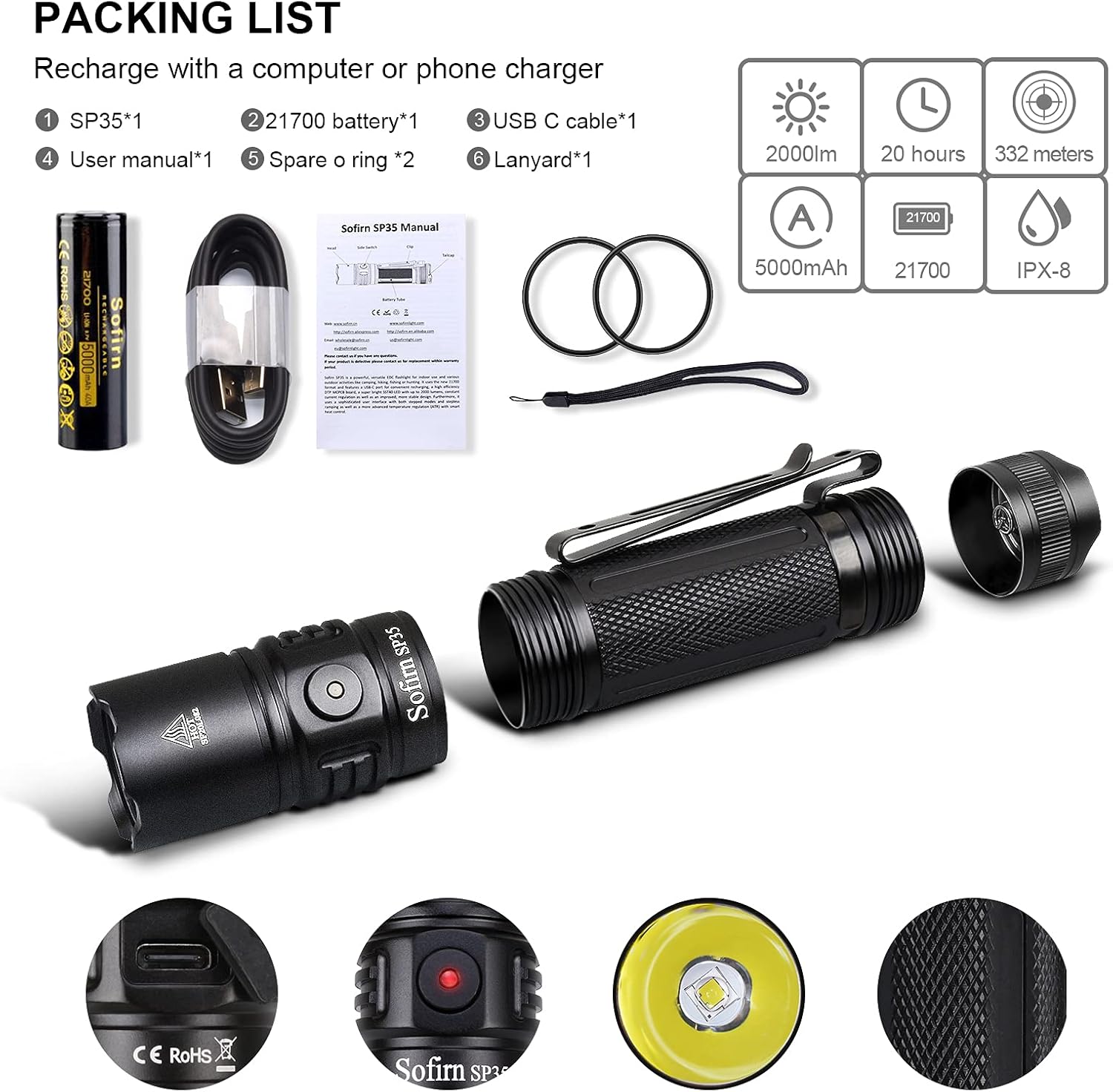 Rechargeable Flashlight Battery Inserted Outdoor Image