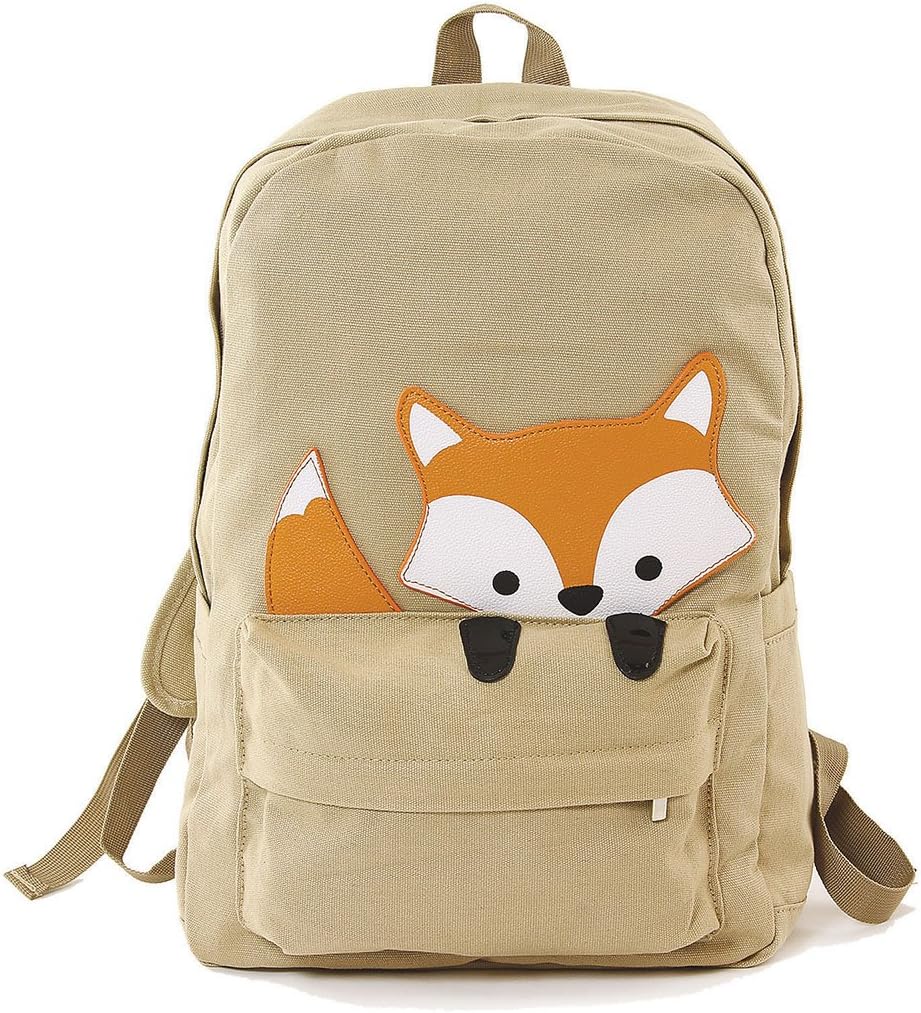WonderMolly Sleepyville Critters Orange Baby Fox Animal Vegan Canvas School Laptop Backpack