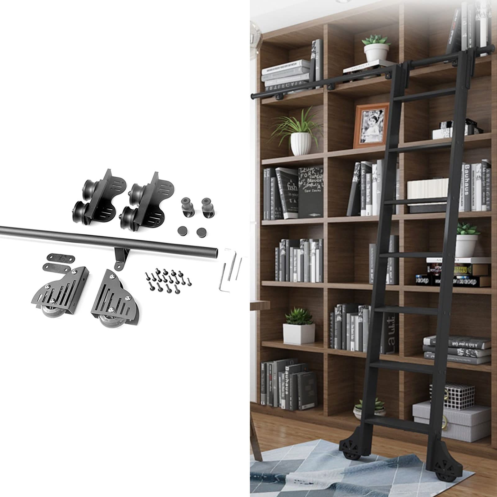 Matériel d'échelle coulissante kit rail rond acier rétractable