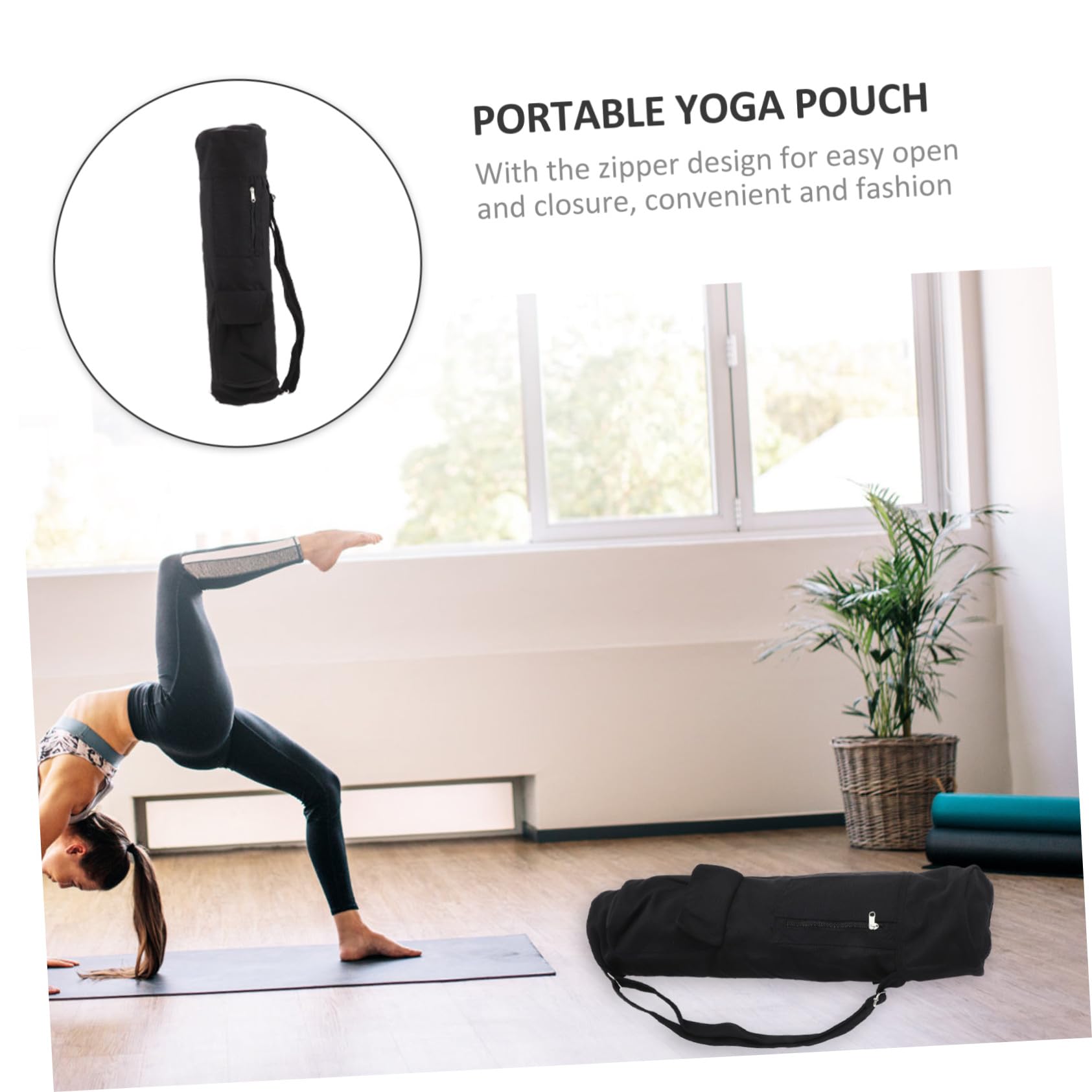 Bolsa para Esterilla de Yoga de Algodón y Lino Ligera Diseño de Cremallera, Adecuado para Amantes del Yoga y Uso al Aire Libre