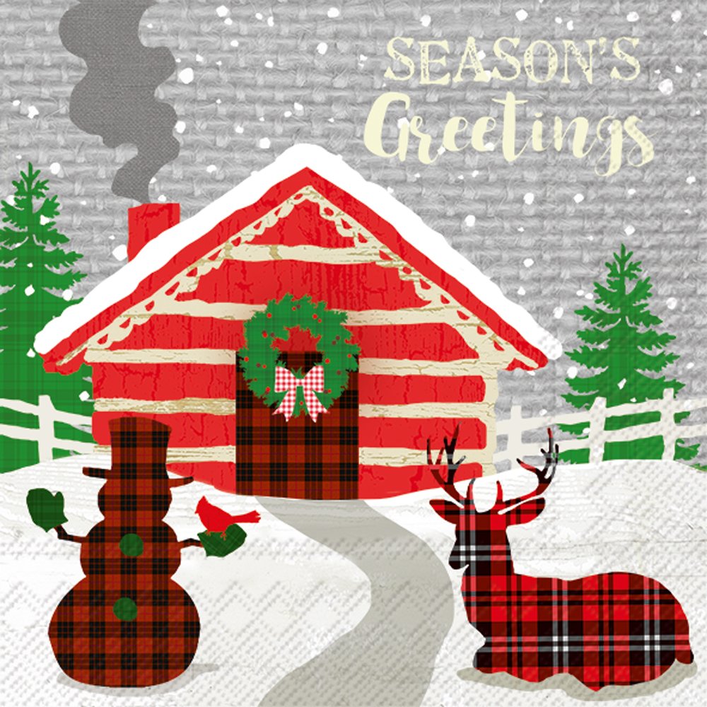 Boston International IHR 3-Ply Paper Napkins, 20-Count Cocktail Size, Seasons Greetings