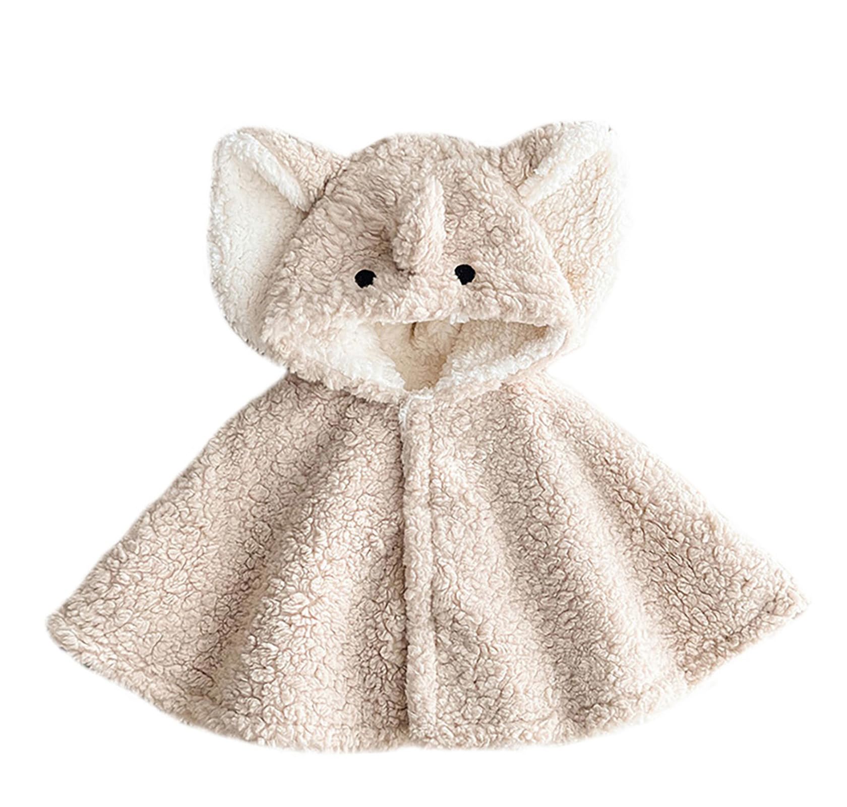 Lindo Cape con Capucha Bebé Niño Niñas Sudadera con Capucha Lana Suave Poncho Capa Cortavientos Invierno Otoño Ropa Exterior Caliente Chal para Niños 0-3 años