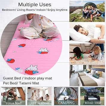 XDone Floor Mattress Single Thickened 5cm, Soft Futon Mattress Japanese Tatami Mat Portable Roll Up Mattress Folding Sleeping Bed Pad for Home Camping Couch (Grey,90x200cm)