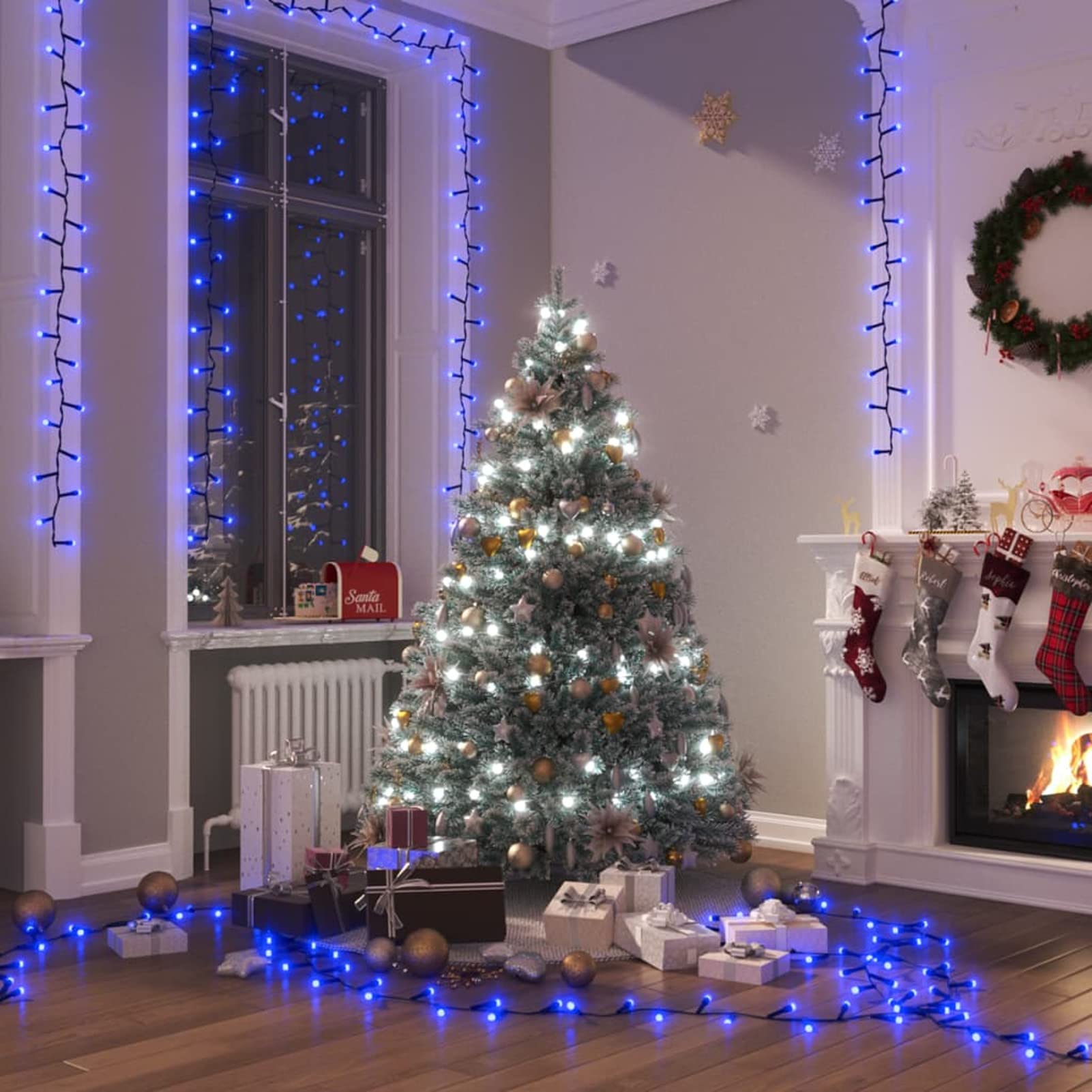 Kompaktowa taśma świetlna z 2000 niebieskimi diodami LED PVC 45 m, zewnętrzne lampki choinkowe, oświetlenie wewnętrzne, dekoracyjne światła do pokoju, dekoracja bożonarodzeniowa do domu, wróżki