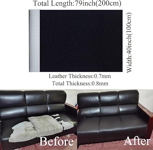 Miniatura 9 de Parche de reparación de cuero para sofás de 17 x 55 pulgadas de gran tamaño autoadhesivo retapizado kit de parches para sofá asientos de coche