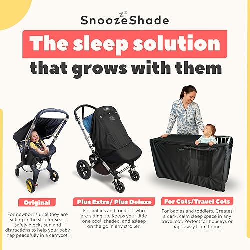 Miniatura 8 de SnoozeShade Plus - Parasol extra para cochecito y mosquitera para bebés de 6 meses + bloquea el 97.5% de los rayos UV (UPF 40+), ajuste universal,
