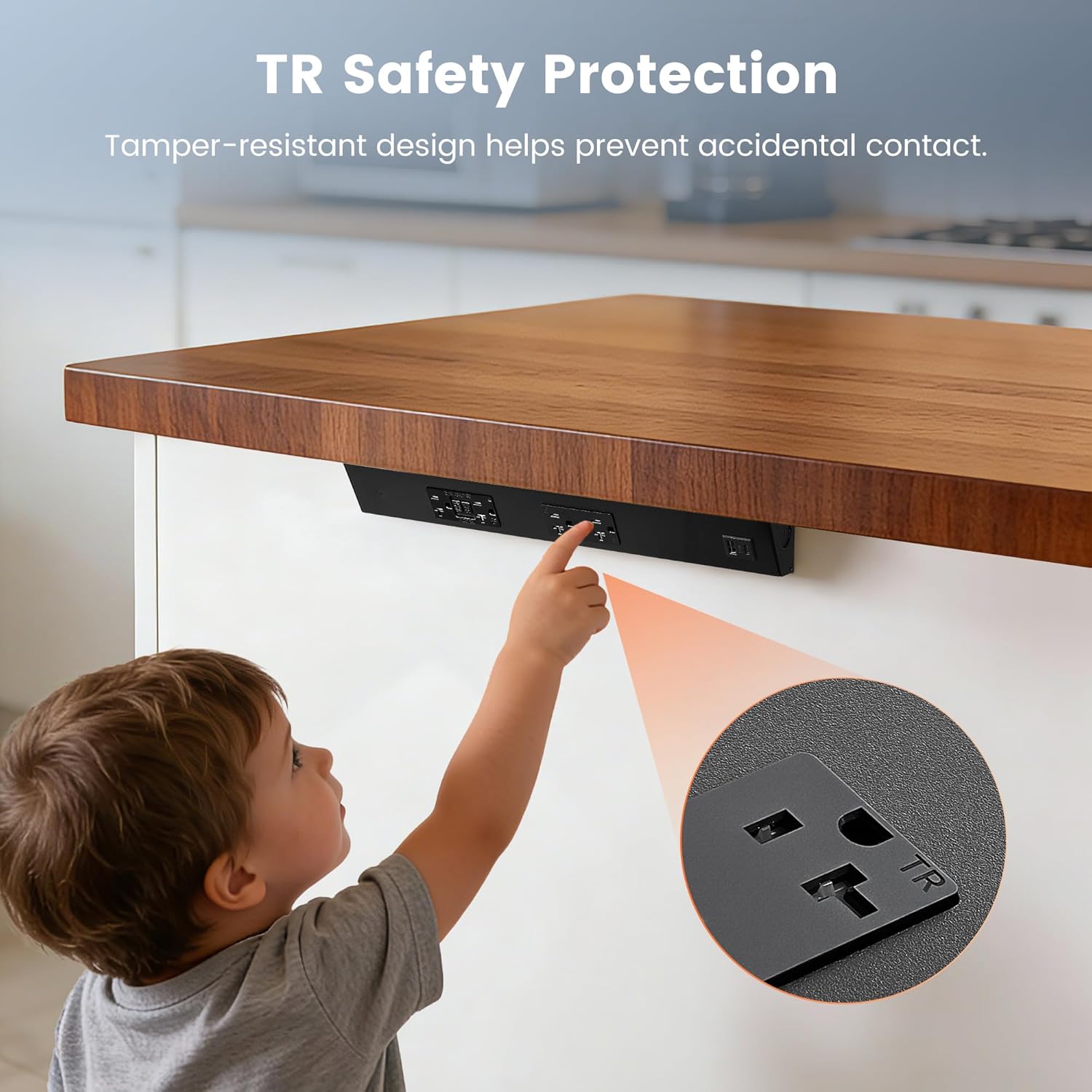 SURAIELEC 16" Under Cabinet Hardwired Power Strip with GFCI Outlet, Angled Outlet Design, 2500W Rating, 20A GFCI + 20A TR Outlet with USB-A & USB-C, Modular No-Cut Extension System, Black, ETL Listed