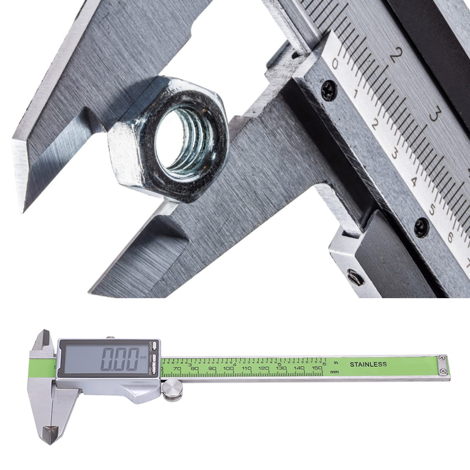Calibrador Vernier Digital Medidor de Regla Electrónica de Acero Inoxidable Preciso para Medición de Bricolaje (150mm)