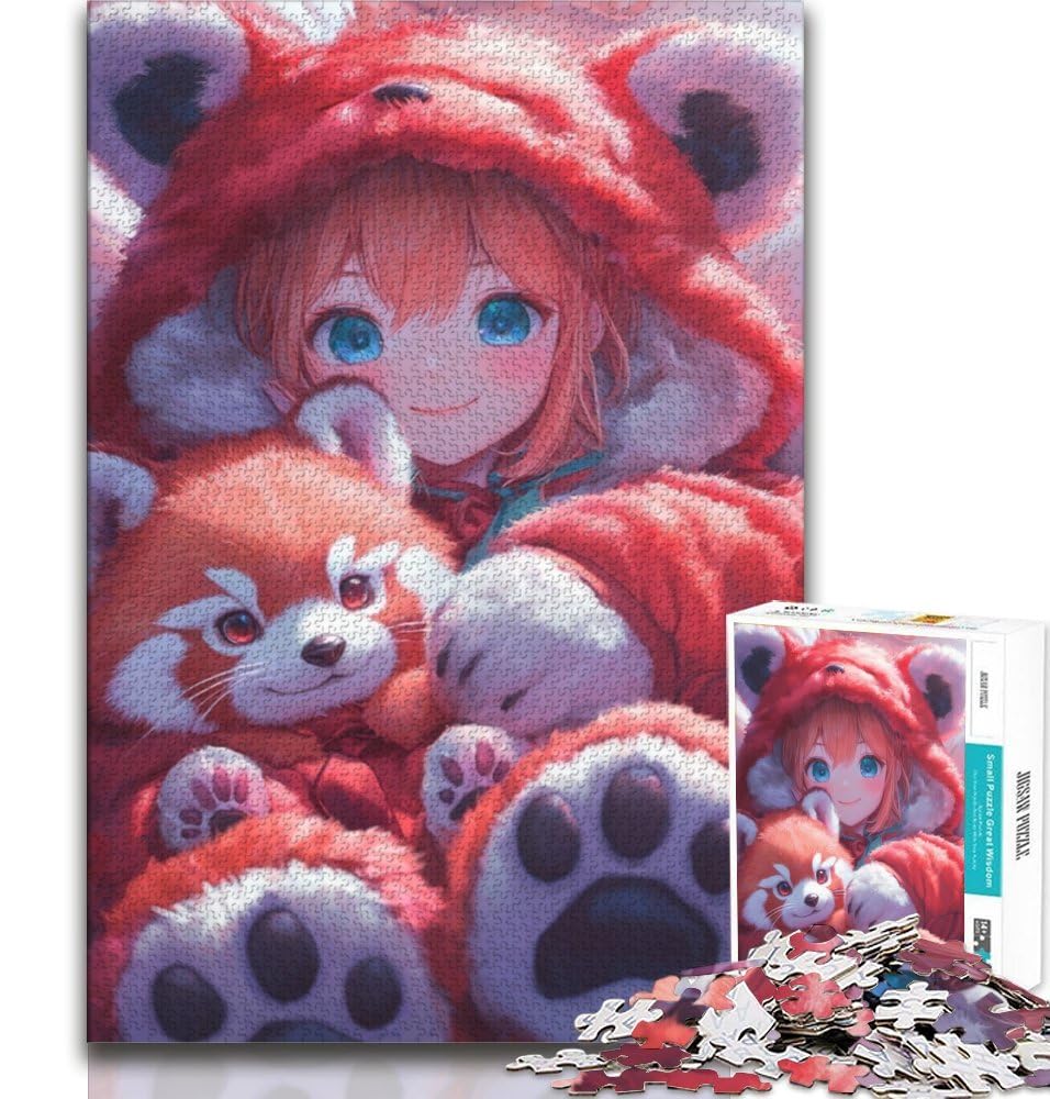 Puzzles for Teenagers 1000 Pieces Anime Red Panda Girl 1000 Pieces for Teenagers,with Matching Poster And Trivia Sheet for And Age 14 Years Up 38x26cm