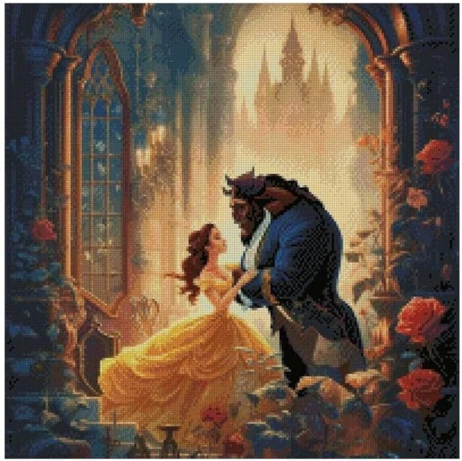 Dancing, The Beauty and The Beast Counted Cross Stitch Kits, 14count, 100% Cotton, 200x200 Stitch,36x36cm Counted Beauty Cross Stitch kit