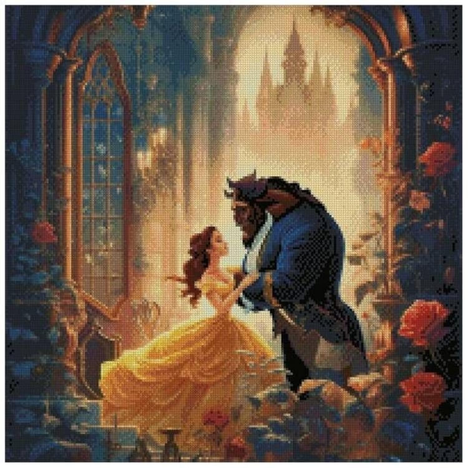 Max Stitch Pink Dancing, The Beauty And The Beast Counted Cross Stitch Kits, 14Count, 100% Cotton, 200X200 Stitch,36X36cm Counted Beauty Cross Stitch Kit