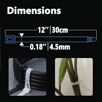Reusable Zip Ties 6 Inch 100pcs White Zip Ties Heavy Duty Outdoor 50lb Small Cable Ties, Releasable Plastic Tie Wraps Small, Wire Ties Removable for Cord Management