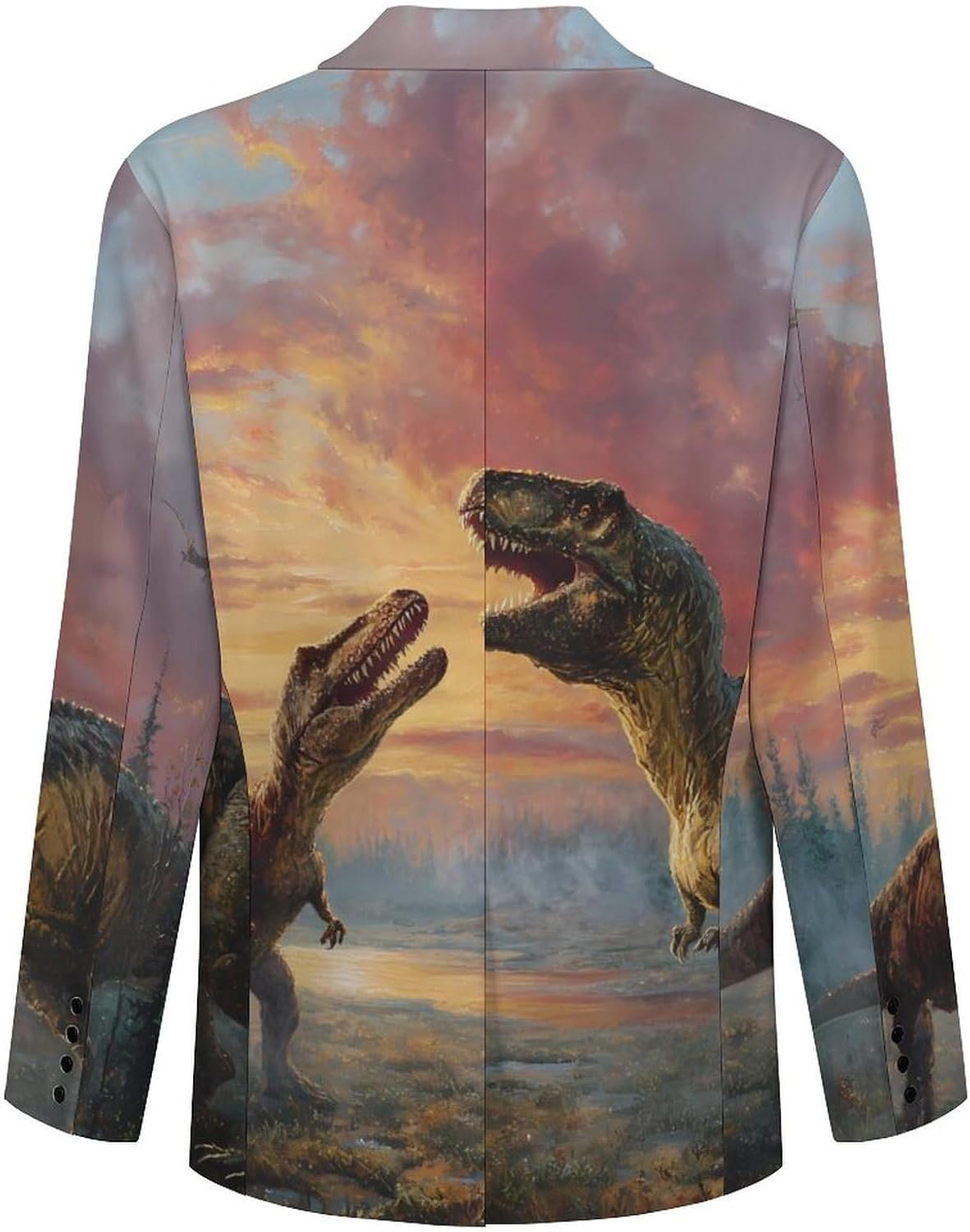 Dinosaurs Roaring Mens Blazer Jacket Business Casual Suit Sport Coats Wedding Party Tuxedo
