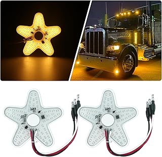 Peterbilt Air Cleaner Lights A12 Ultra-Thin Hex Style Air Breather Lamp for Peterbilt 379 389 Semi Trucks Kenworth Freightliner 60 Diodes 4.8" Inch 2Pcs Yellow