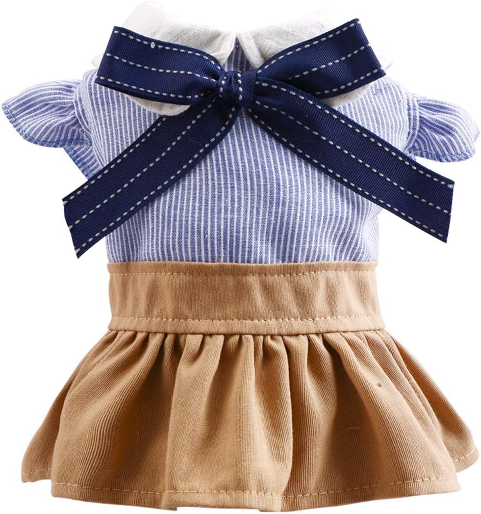 Icouchi １着でも送料無料 犬の服 ワンピース 春夏秋 ペット服 ドッグウェア 蝶結び 可愛い ストライプ ドレス パフ袖 通気 小型犬 お洒落 お出かけ おしゃれ 猫服 散歩 記念撮影 中型犬 お姫様 洋服
