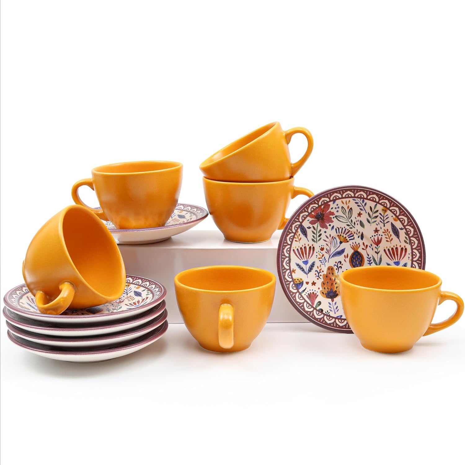 6-Piece Tea and Coffee Cup Set - Stylish and Durable Cup Set | Orange