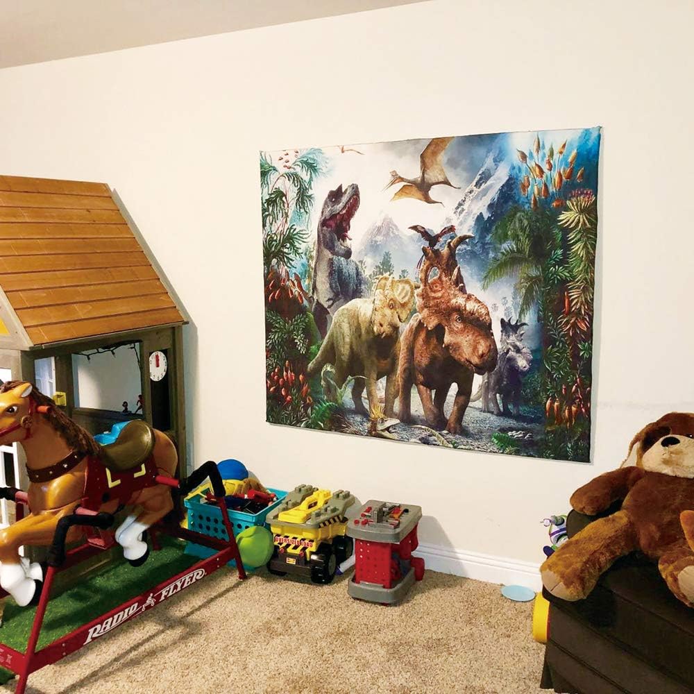 Sevendec Dinosaur Tapestry Wall Hanging Wild Anicient Animals Wall Tapestry Tropical Rain Forest Jungle Natural Wall Blanket Home Decor for Children Bedroom Living Room Dorm W78 x L59