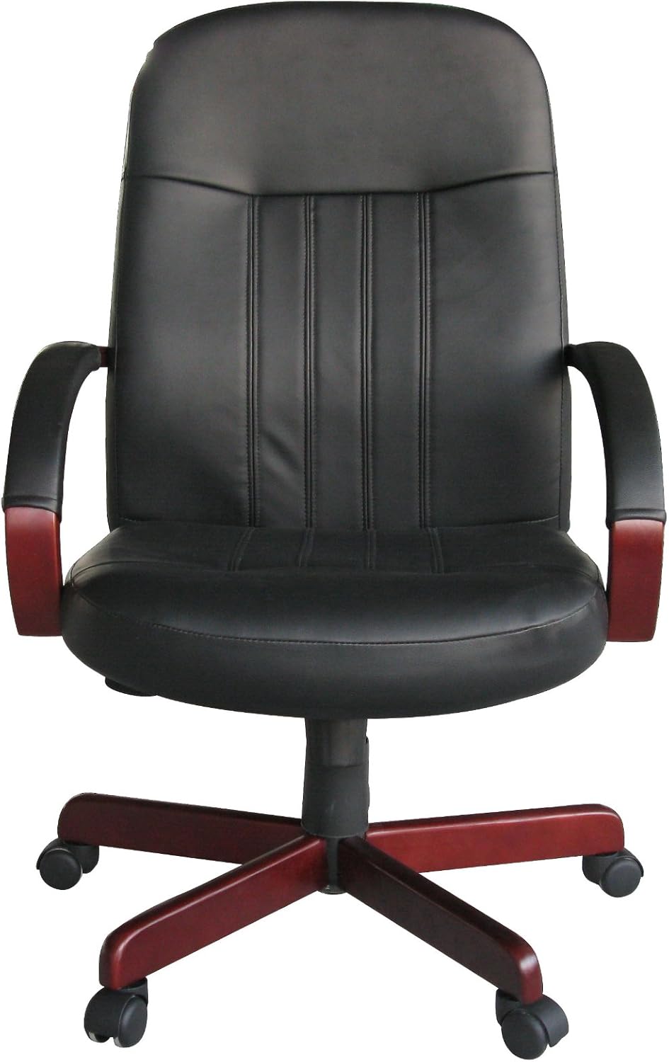 Uр Tо 60% оƒƒ Boss Office Products LeatherPlus Executive Chair with Mahogany Finish in Black