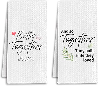 Wedding Gifts Kitchen Towels, Married Couples Gifts Dish Tea Towels for Kitchen Decor, Anniversary Wedding Gift for Couples Decorative Hand Towel for Bathroom, 16x24 Inches Set of 2