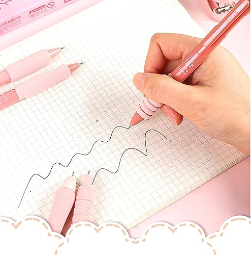Miniatura 3 de 5 bolígrafos retráctiles rosados, bonitos bolígrafos estéticos de gel, tinta de agarre suave, con punta fina lisa de 0.020 in, suministros escolares