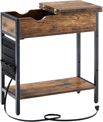 Amazon.com: WLIVE Flip Top Side Table with Charging Station, Narrow End ...