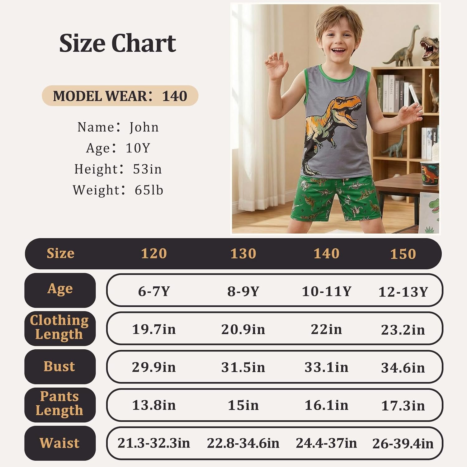 MHJY Boys Pajamas Sleeveless Tank Top and Shorts Set 2-Piece Pajamas for Boys Summer Kids Sleepwear