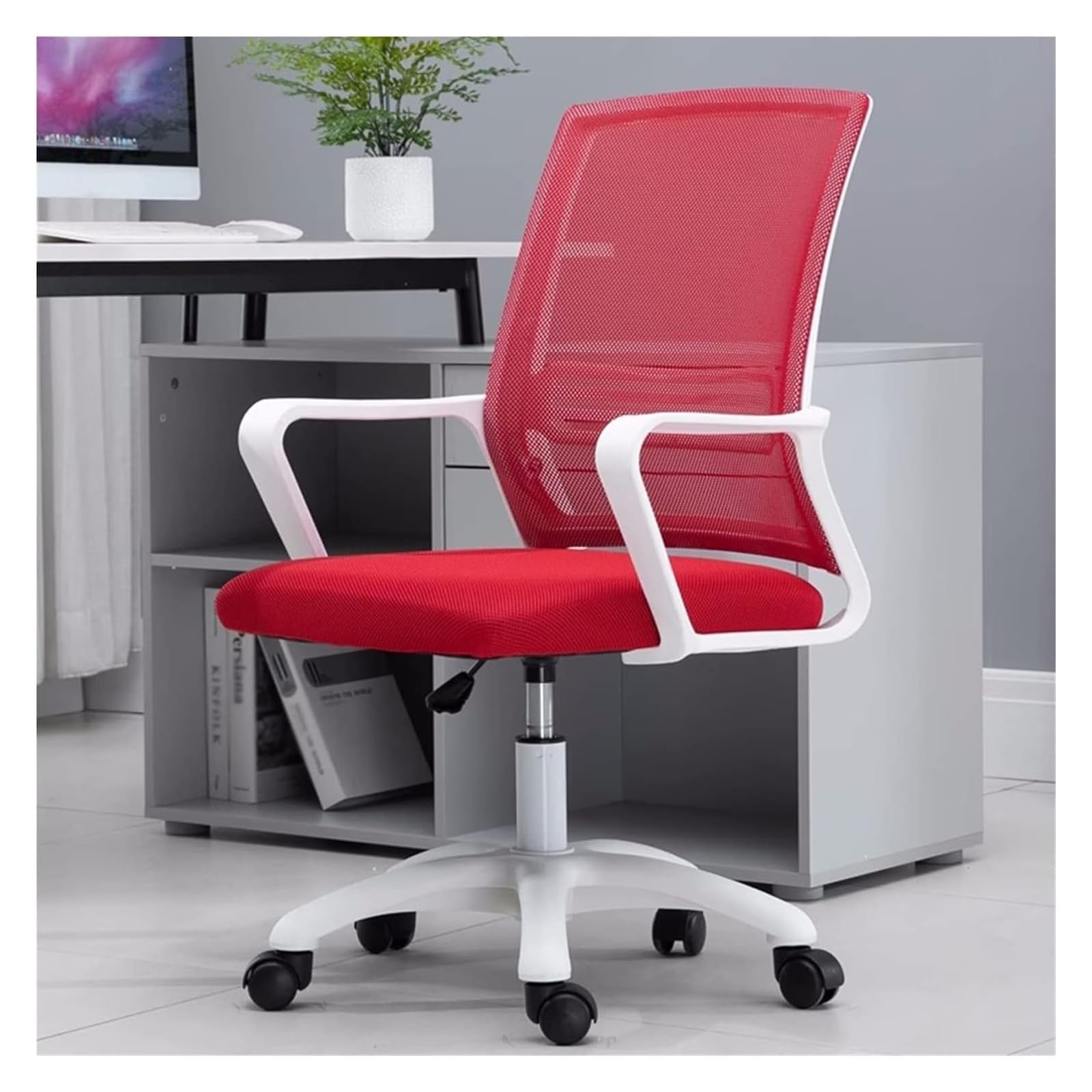 NZPOST Chair Office Chair Ergonomic Desk Chair Height Adjustable Rolling Swivel Task Chair with Armrests and Lumbar Support,Breathable Mesh Design High Back Computer Chair (Red)