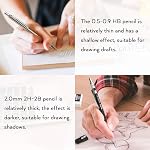Nicpro 6PCS Set de crayons mécaniques art, 3PCS Crayon de dessin métallique 0.5 mm & 0.7 mm & 0.9 mm & 3PCS 2mm Graphite Titulaire de plomb (2B HB 2H) Pour écrire, dessin de croquis avec le cas de renouvellement de plomb
