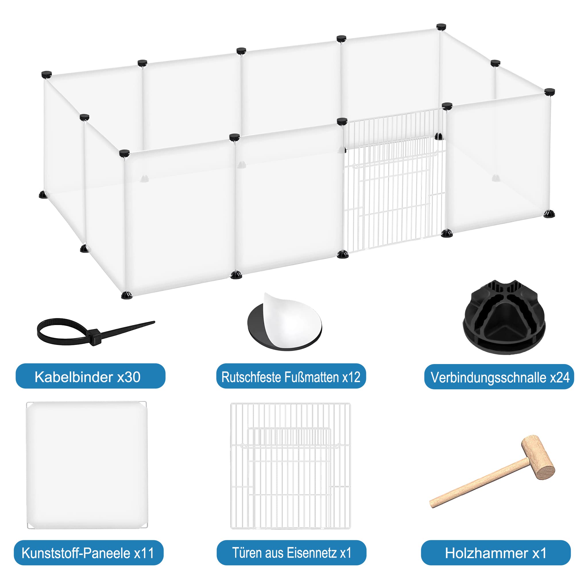 Recinzione per conigli in plastica 145x75x48 cm con porta