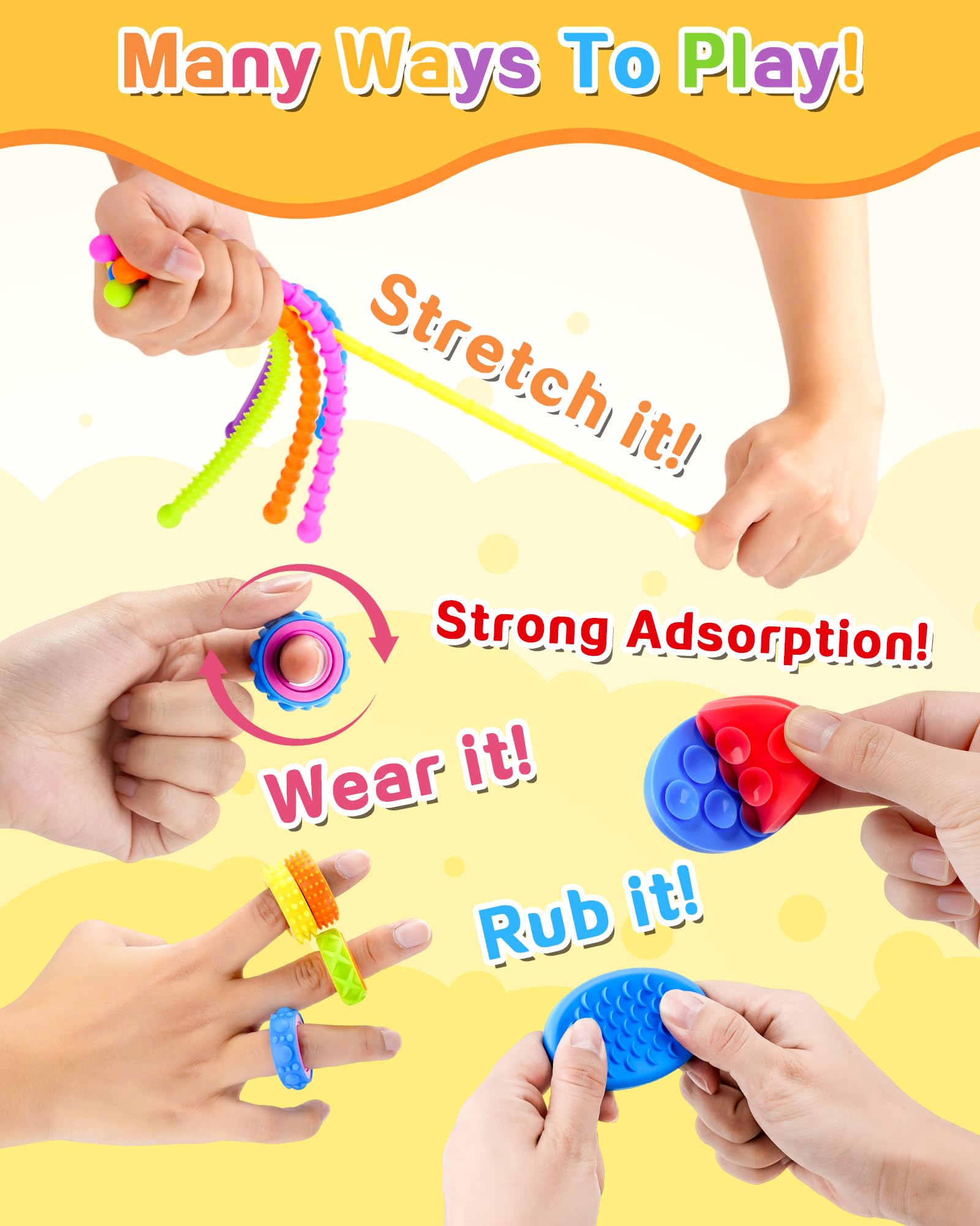 Kizmyee 20-częściowy zestaw zabawek fidget, zabawki stresowe dla dzieci i dorosłych, zabawki sensoryczne na stres, stany lękowe, ADHD i autyzm, upominki na przyjęcia urodzinowe dla dzieci