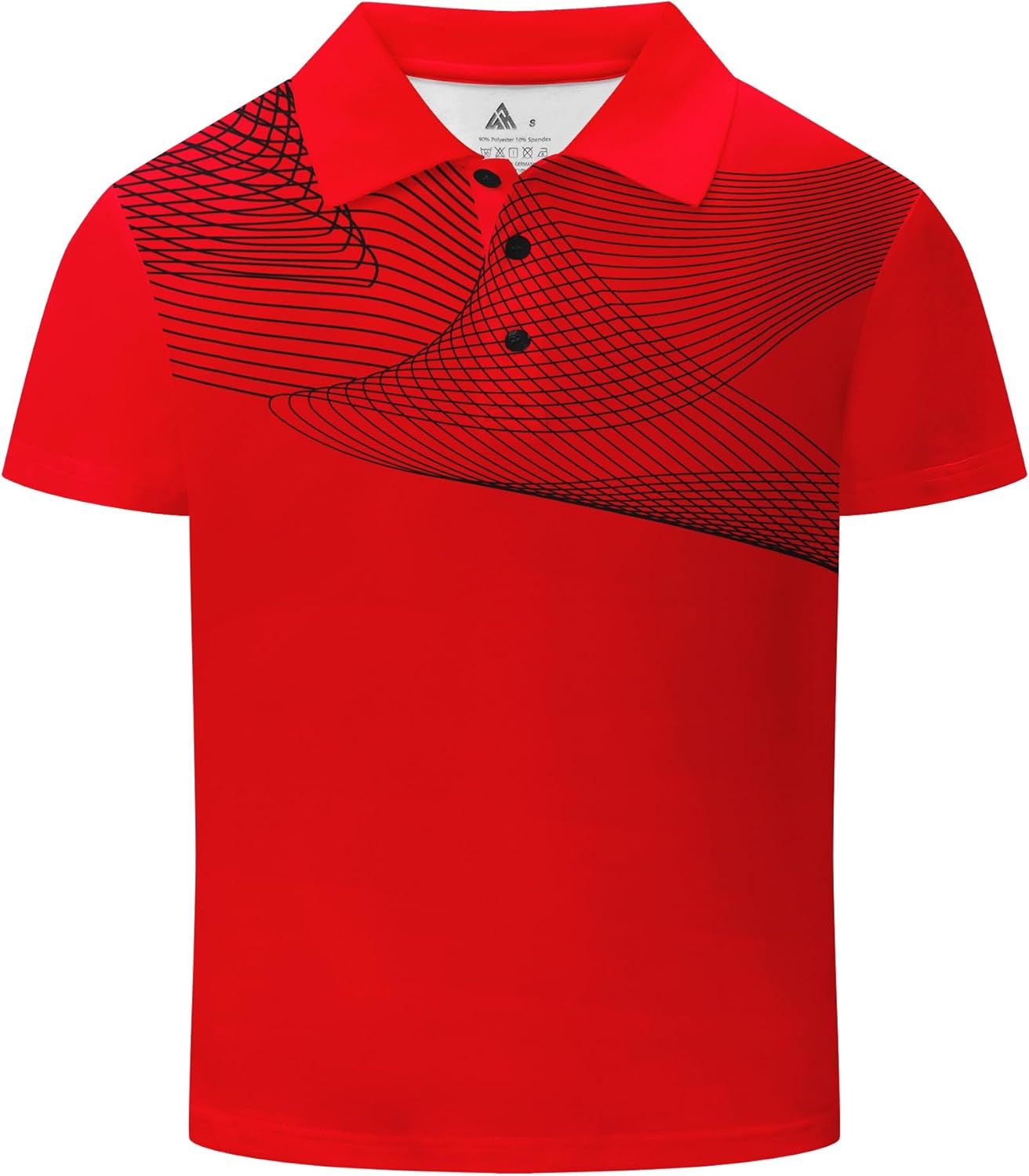 Boys Printed Polo Shirt Short Sleeve Stylish Moisture Wicking UPF 30+ Performance Golf Shirts 7-16 Years