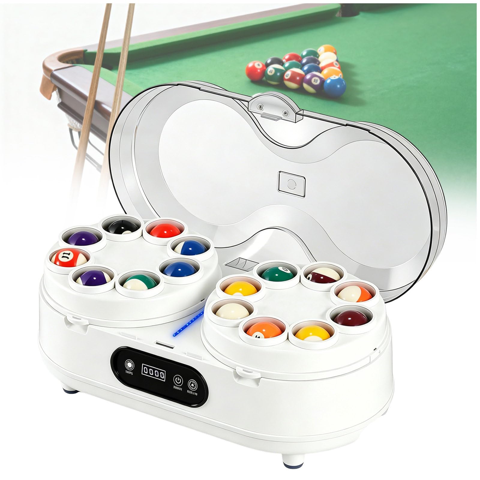 ZEEKYFOR Fully Automatic Pool Ball Polisher, Professional Electric Pool Ball Cleaner for Training Institutions & Billiard Balls Club White-57.2mm/2.25"